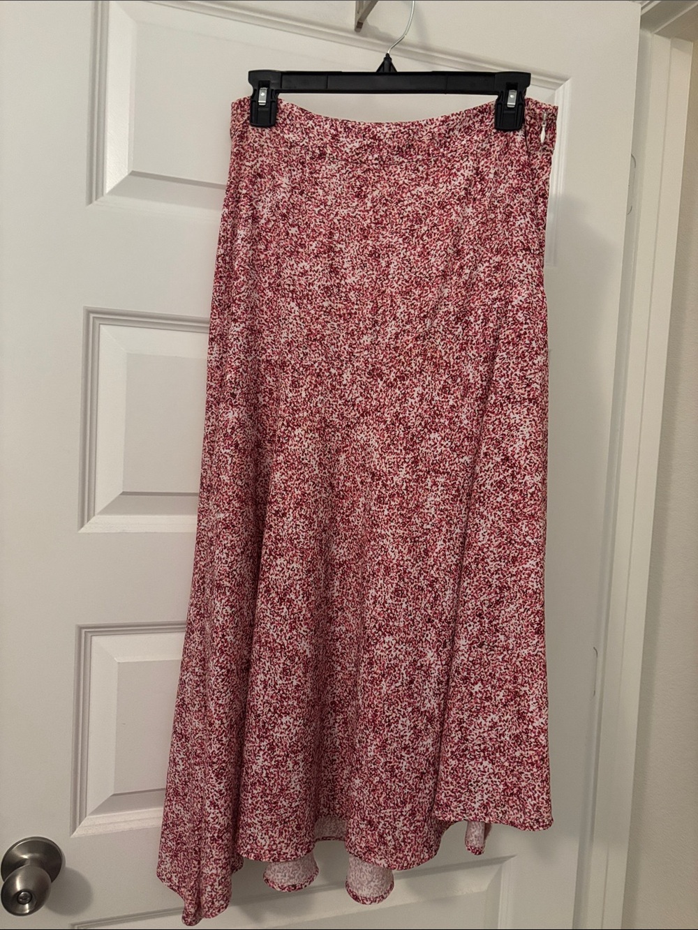 Rebecca Minkoff Reiana Skirt Red Speckle A-Line Midi Skirt SZ M Asymmetrical